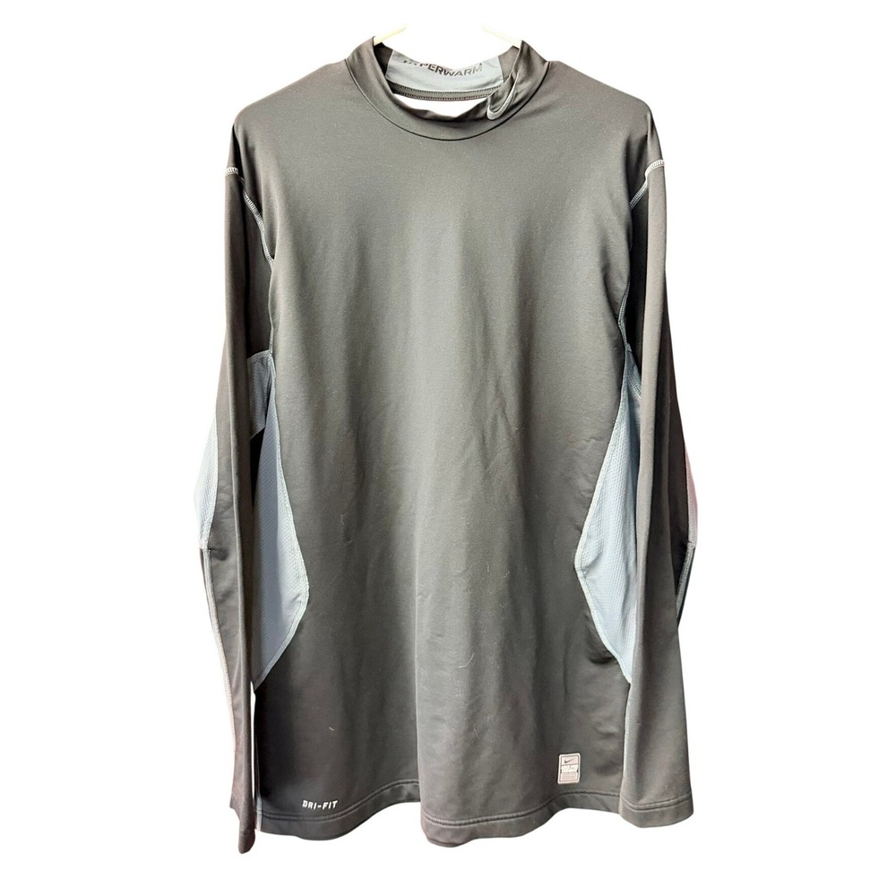 Nike Pro Combat Shirt Mens XXL Black Hyperwarm Dri-FIT Fitted Long Sleeve Mock